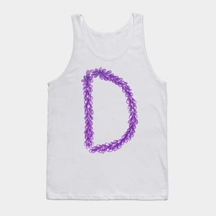 Lavender Letter D Hand Drawn in Watercolor and Ink Tank Top